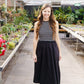 Striped Sleeveless Dress with Pockets - Black