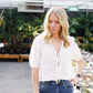 Eyelet V-Neck Tie Front Top