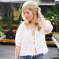 Eyelet V-Neck Tie Front Top