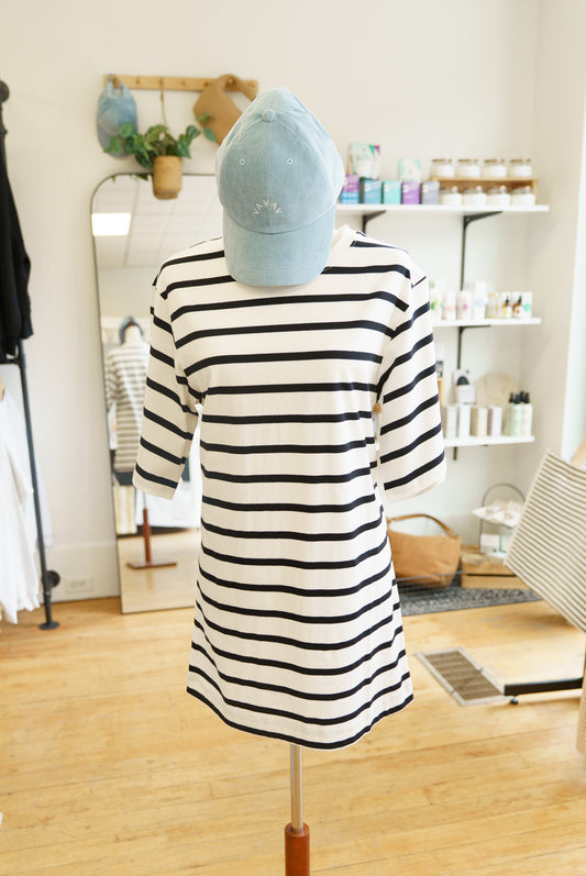 Belle Tee Stripe Dress Chalk/ Black Stripe