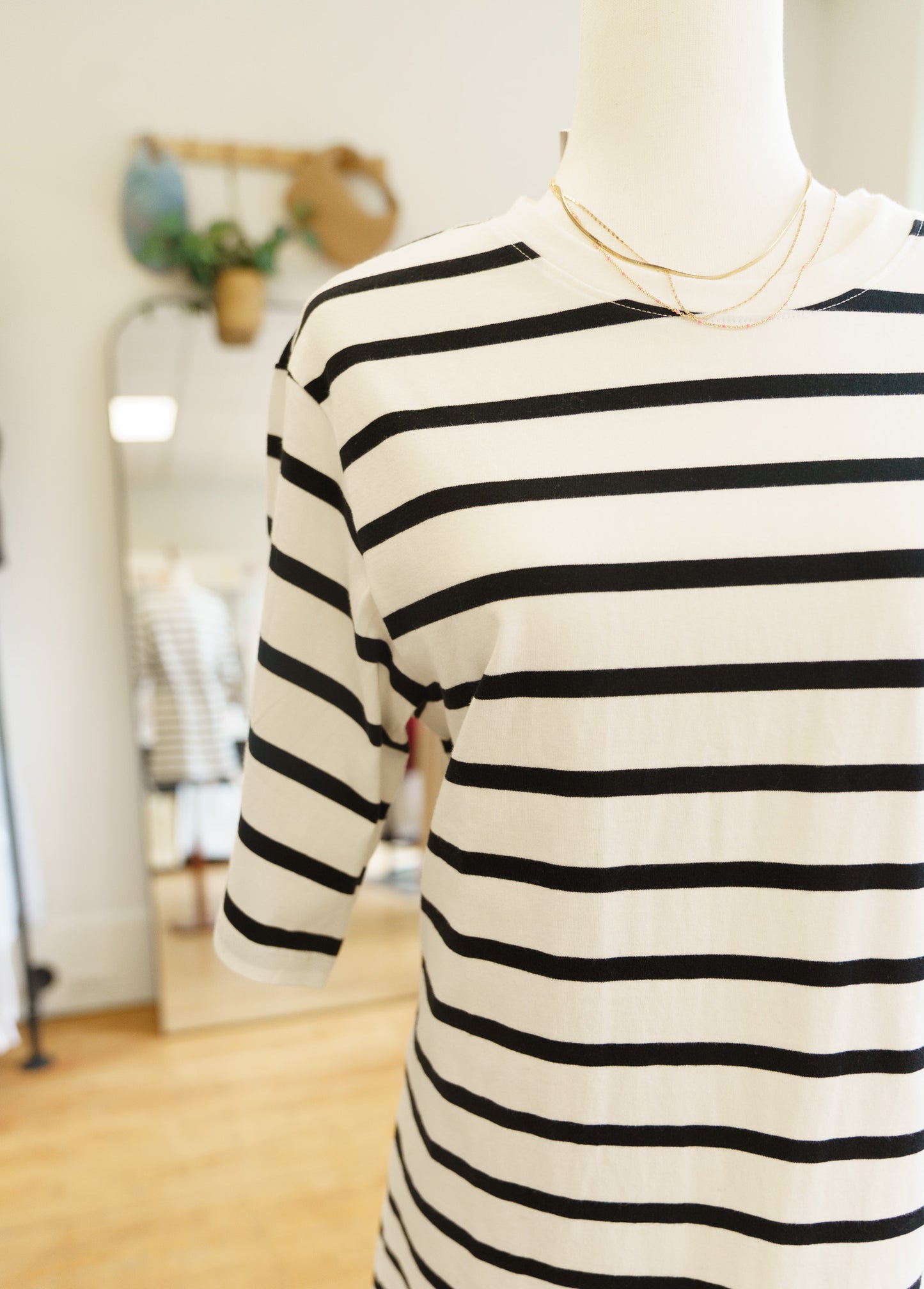 Belle Tee Stripe Dress Chalk/ Black Stripe