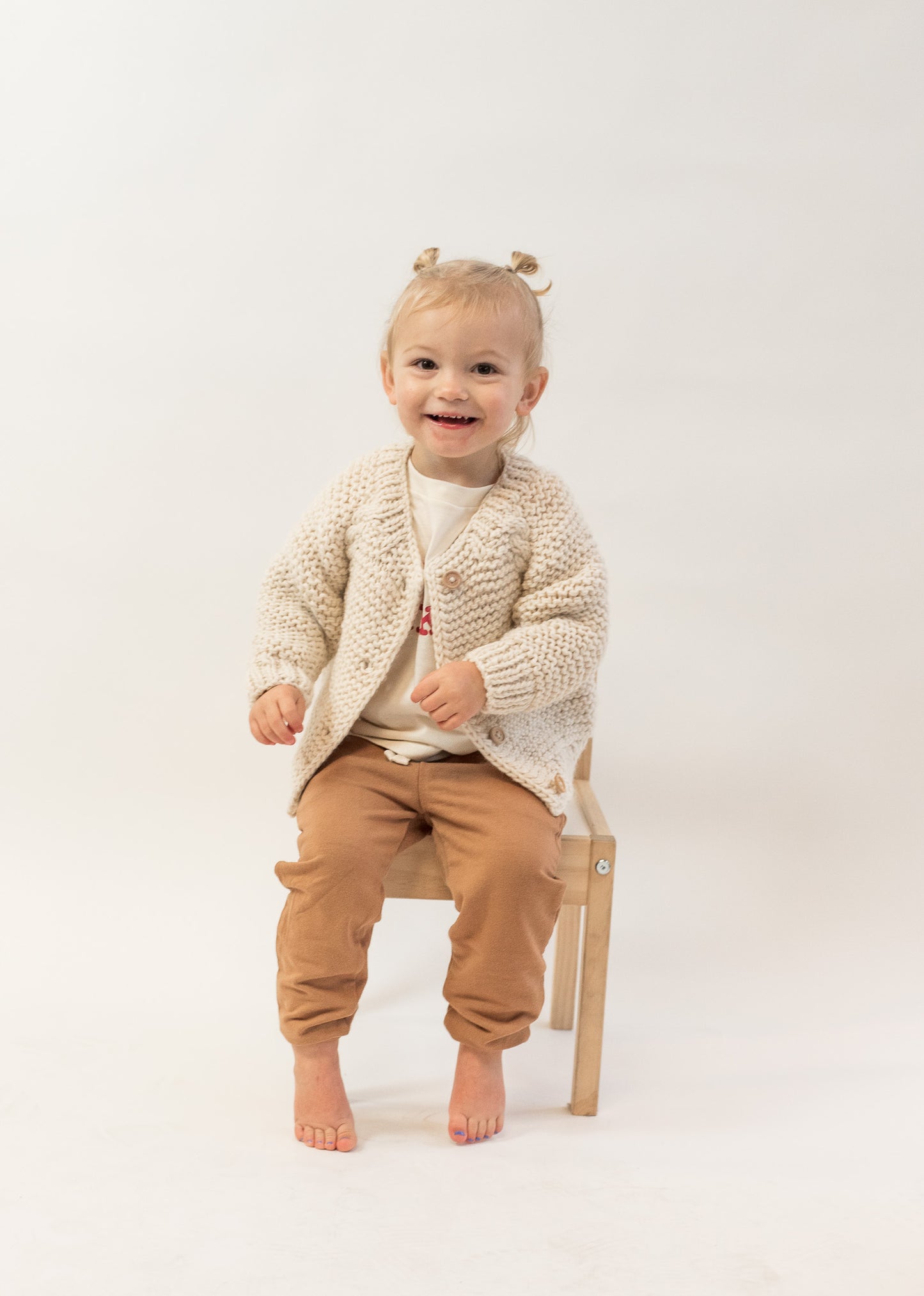 Natural Garter Stitch Cardigan Sweater
