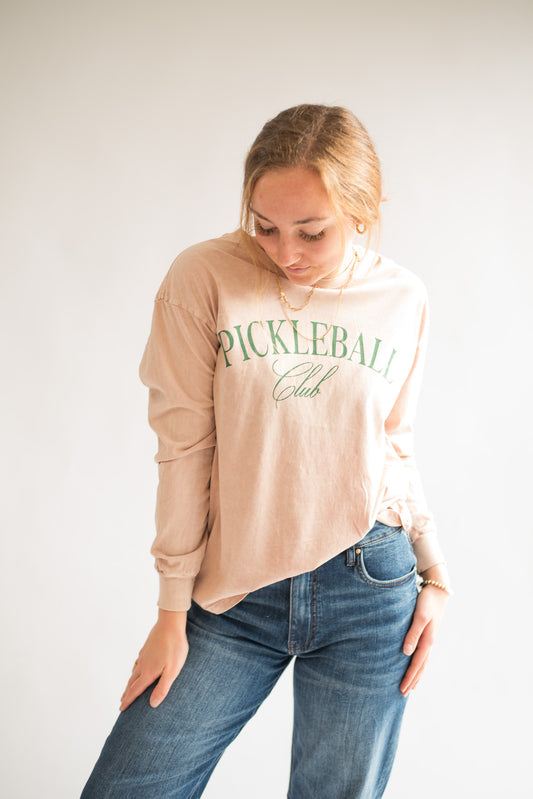 Pickleball Club Mineral Washed Long Sleeve Graphic