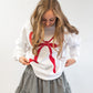 Flocked Bow Sweatshirt