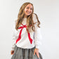 Flocked Bow Sweatshirt