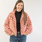 Checker Teddy Fall Jacket- Rust