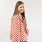 Checker Teddy Fall Jacket- Rust
