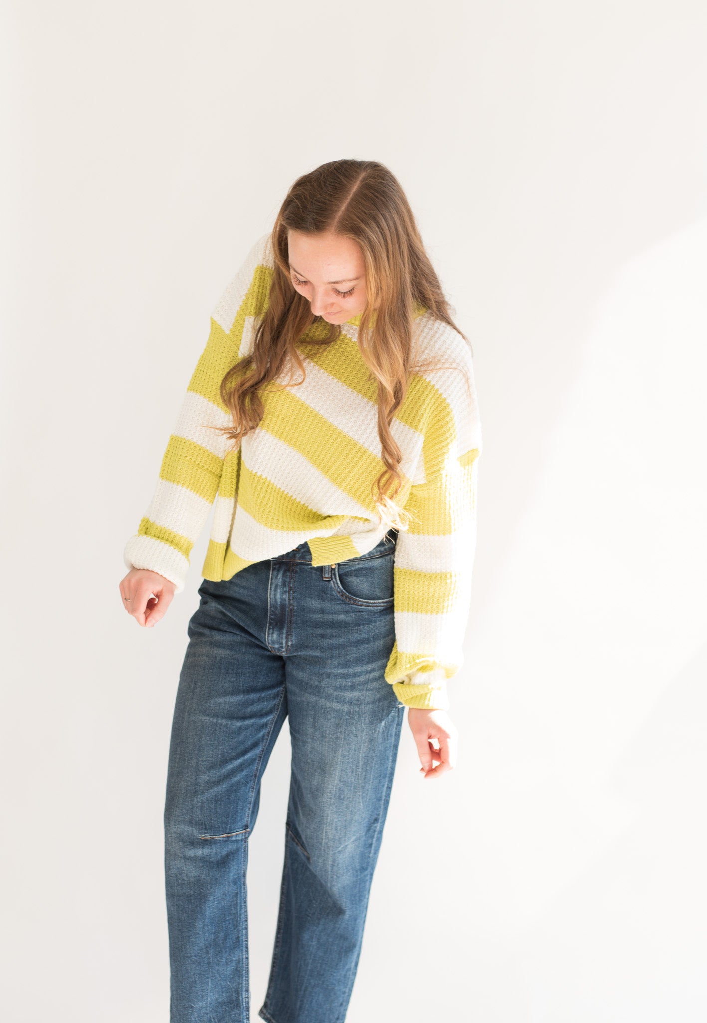 Striped Round Neck Long Sleeve Sweater