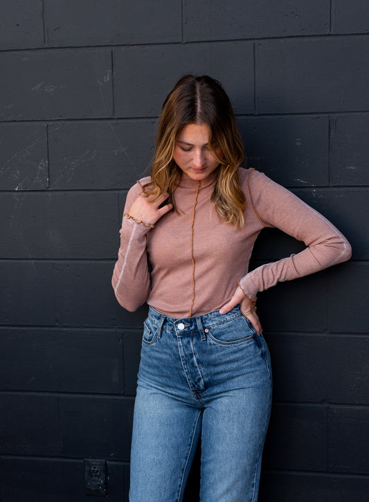 Bittersweet Seamed Funnel Neck Long Sleeve