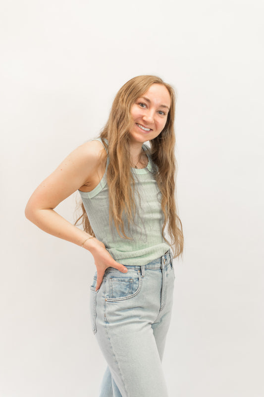 Cooper Sweater Rib Tank- Mint