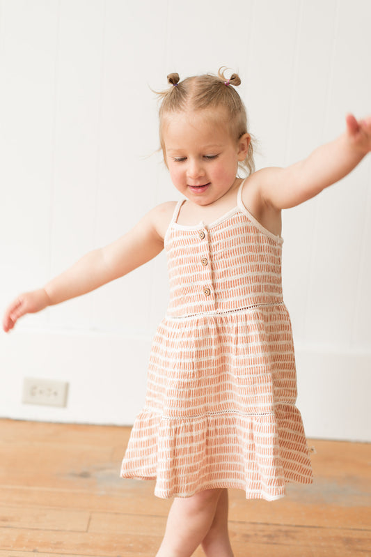 Organic Buttoned Tiered Dress - Dash Lines