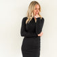 Go Off Mock Neck Rib Dress- Black - Lulie