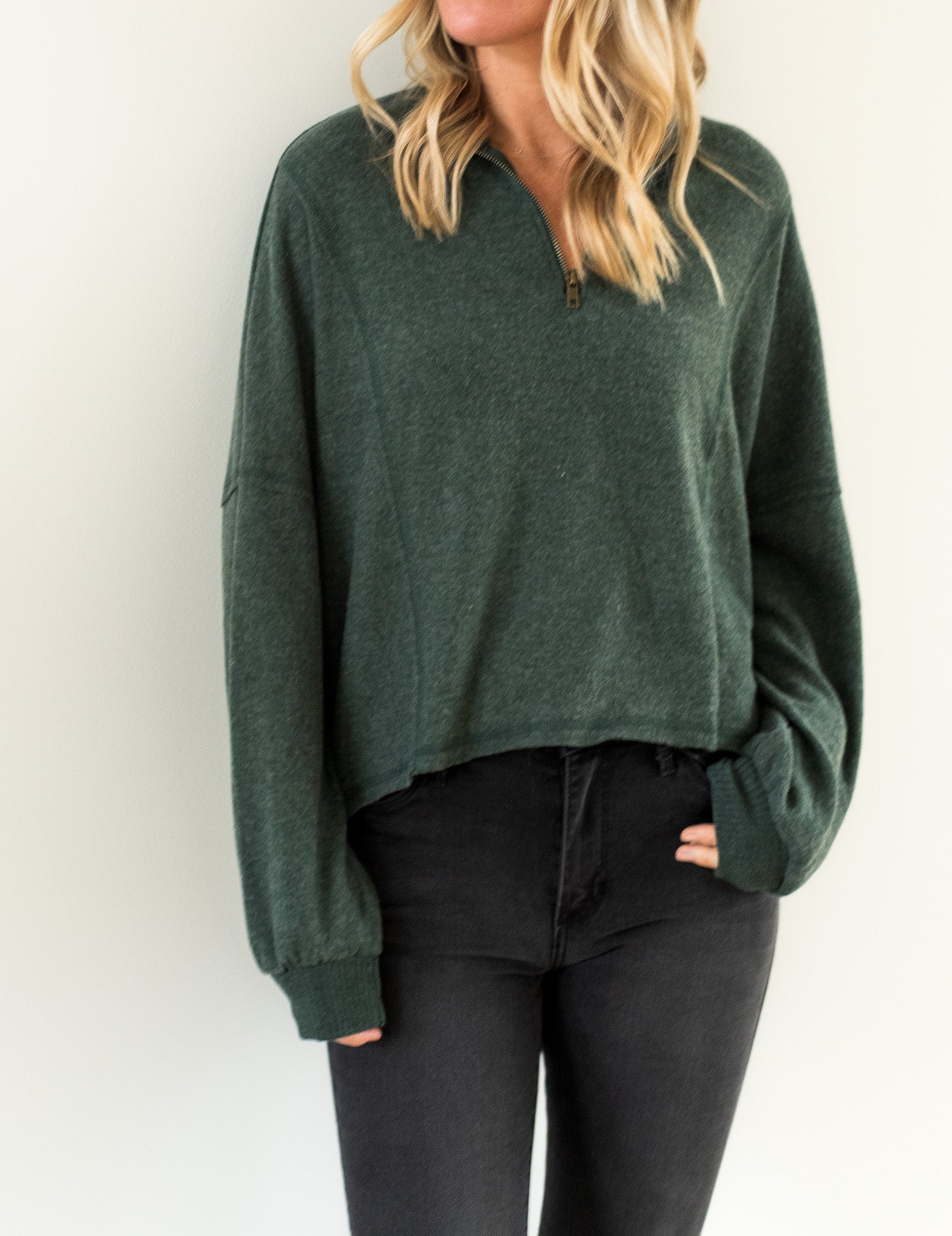 Ada Cozy Half Zip- Midnight Emerald - Lulie