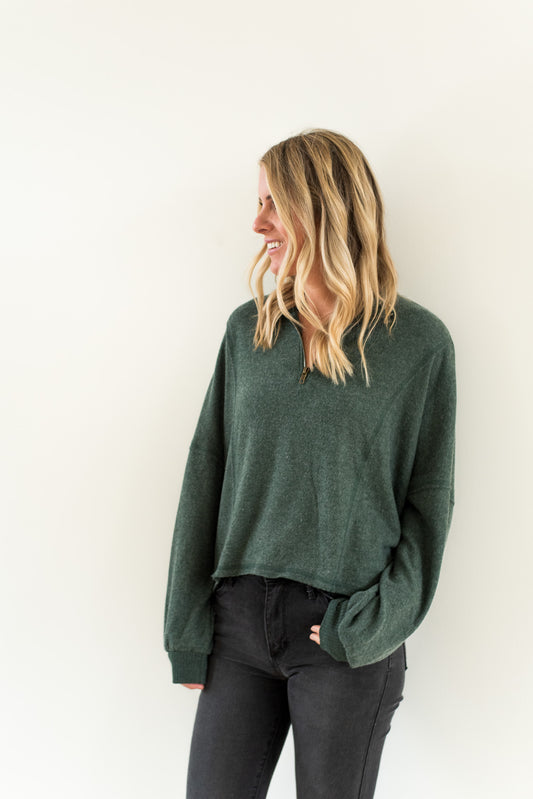 Ada Cozy Half Zip- Midnight Emerald - Lulie