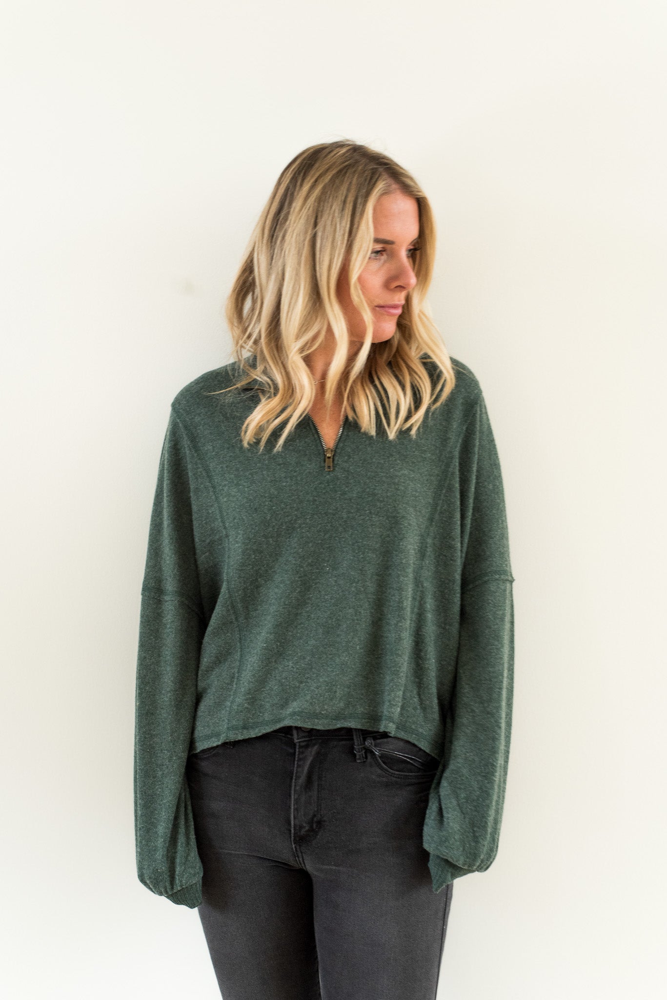 Ada Cozy Half Zip- Midnight Emerald - Lulie