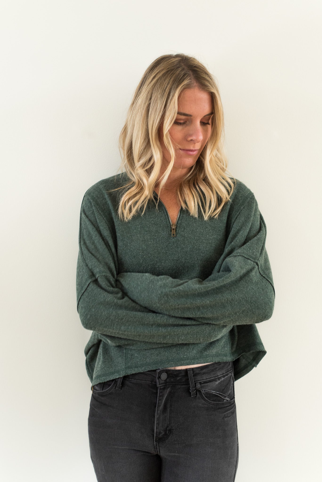 Ada Cozy Half Zip- Midnight Emerald - Lulie