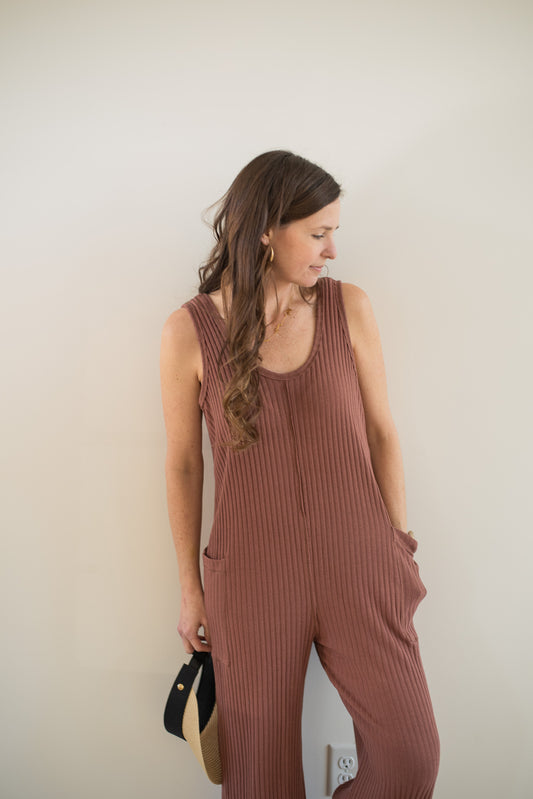 Santa Maria Sweater Rib Wide Leg Jumpsuit - Lulie