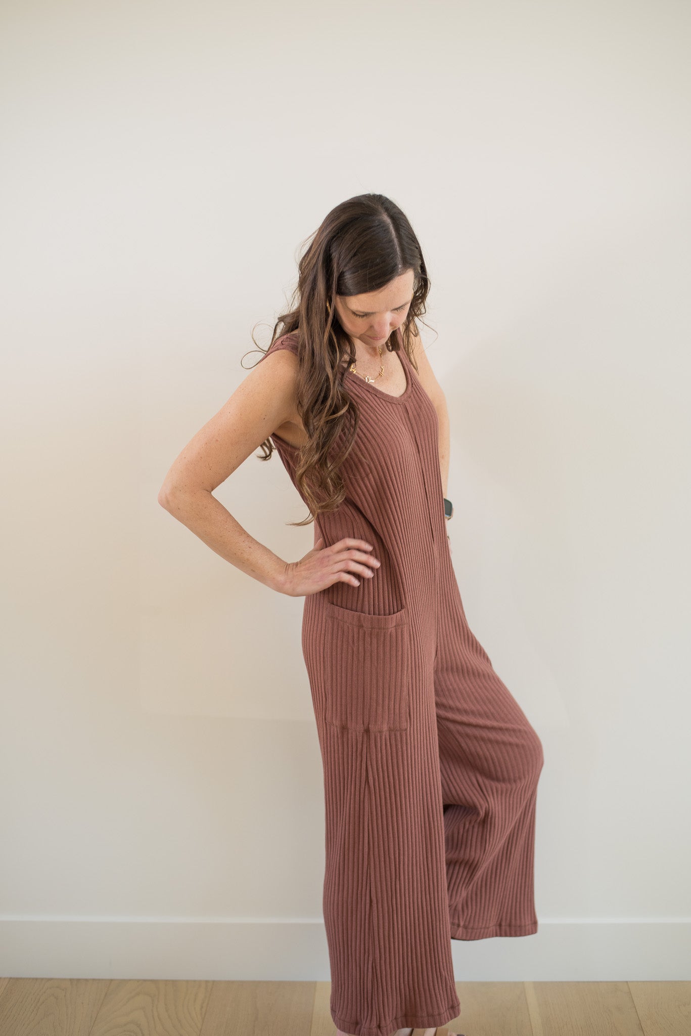 Santa Maria Sweater Rib Wide Leg Jumpsuit - Lulie