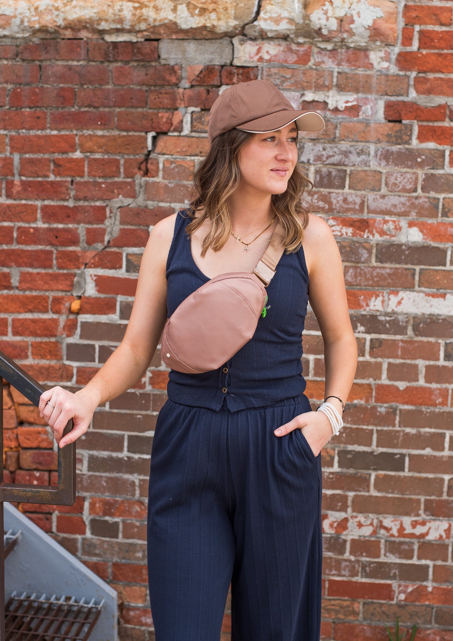 Come Together Button Front Textured Tank- Navy Bliss