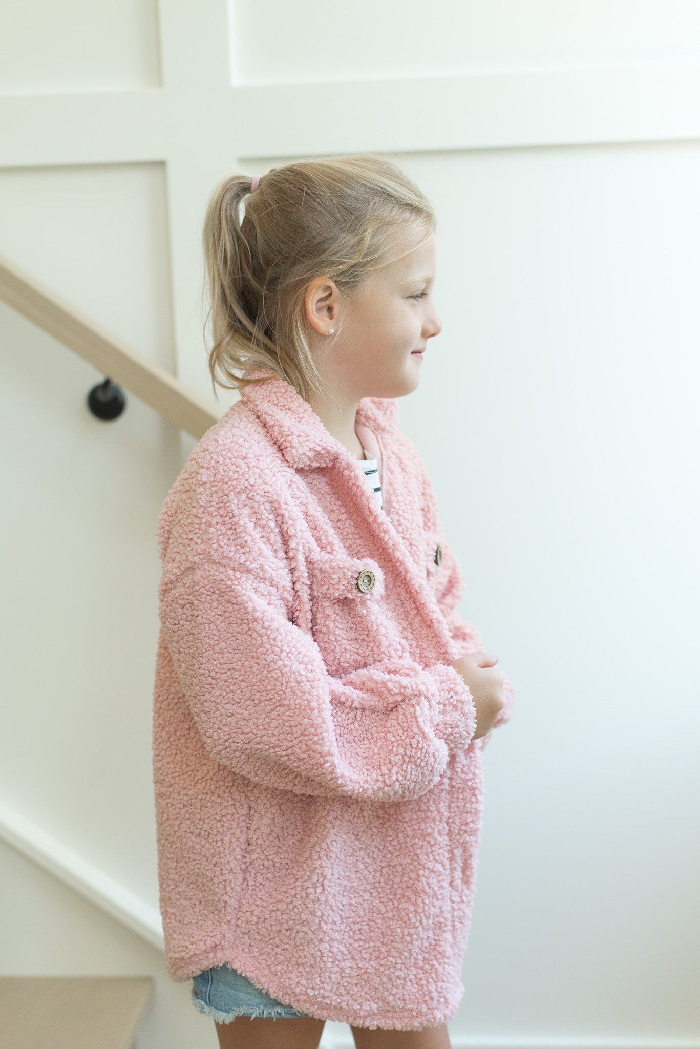 Poodle Knit Shacket- Pink