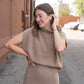 Crosby Ribbed Turtleneck Vest: Dark Taupe