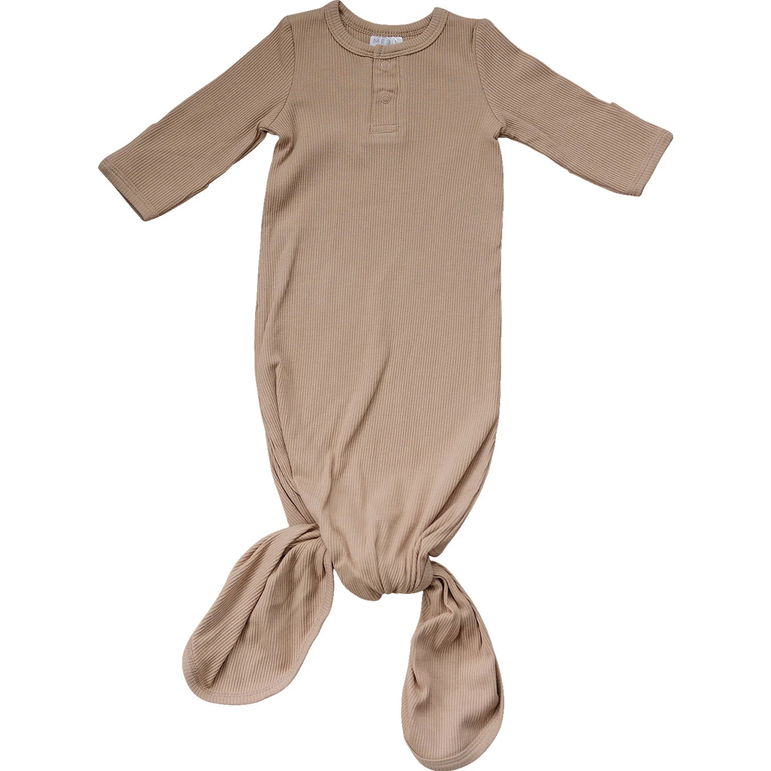 Organic Cotton Ribbed Knot Gown - Pale Pink - Lulie
