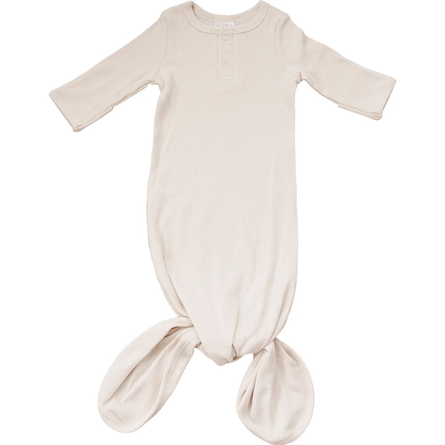 Organic Cotton Ribbed Knot Gown - Vanilla