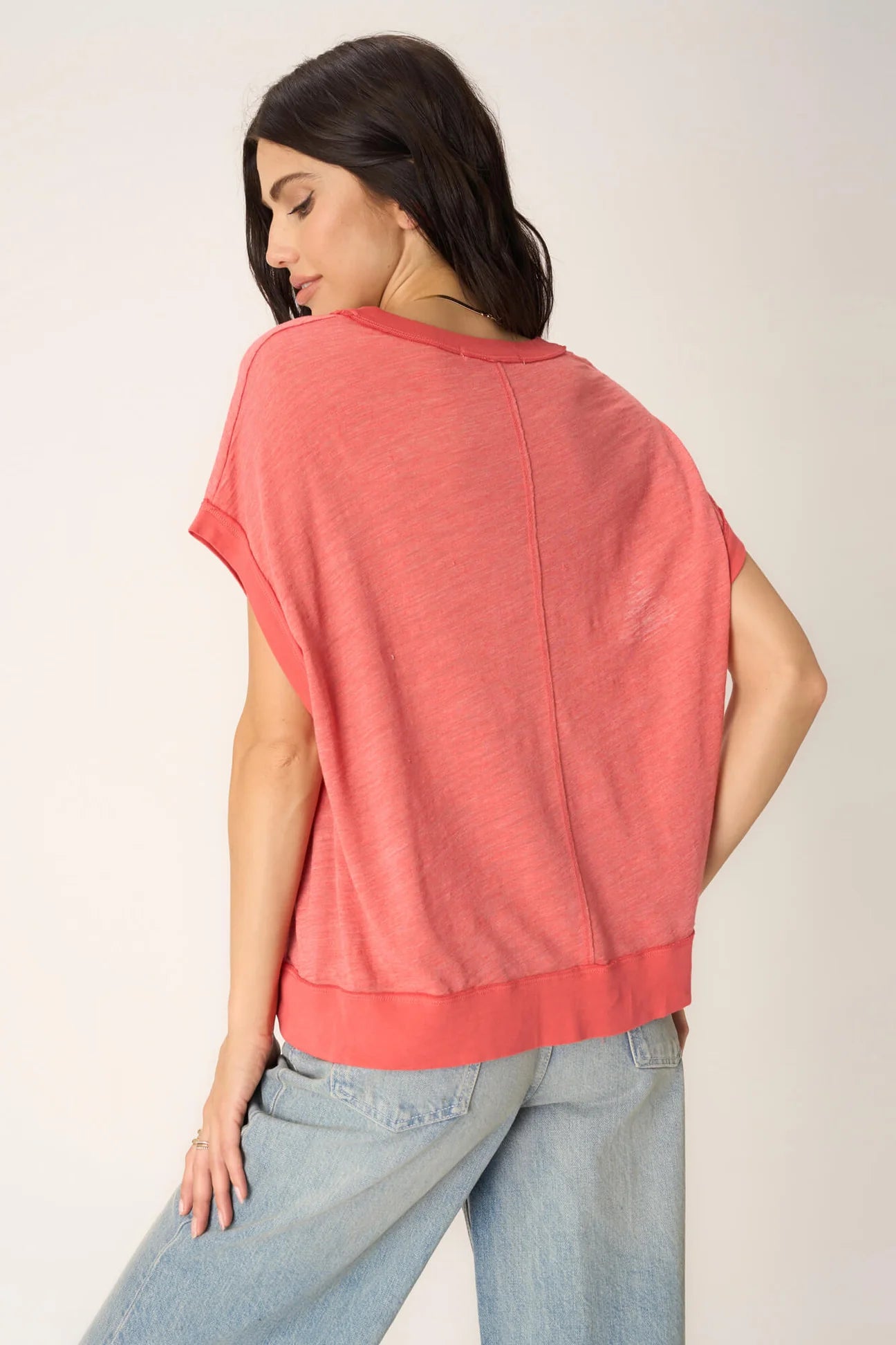 Stop Playin' Textured Tee- Sunset Coral