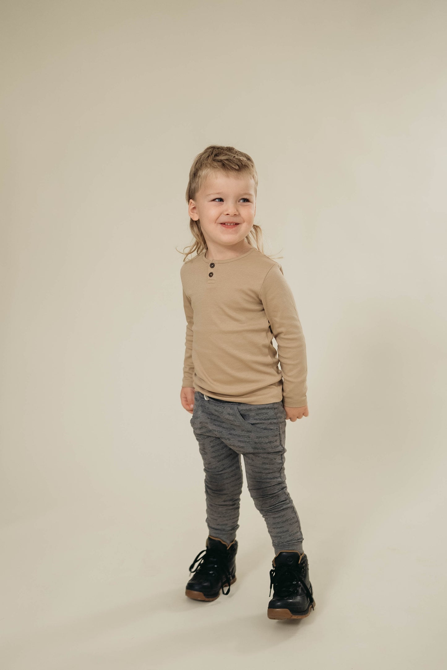 Organic Reef Henley Long Sleeve - Latte