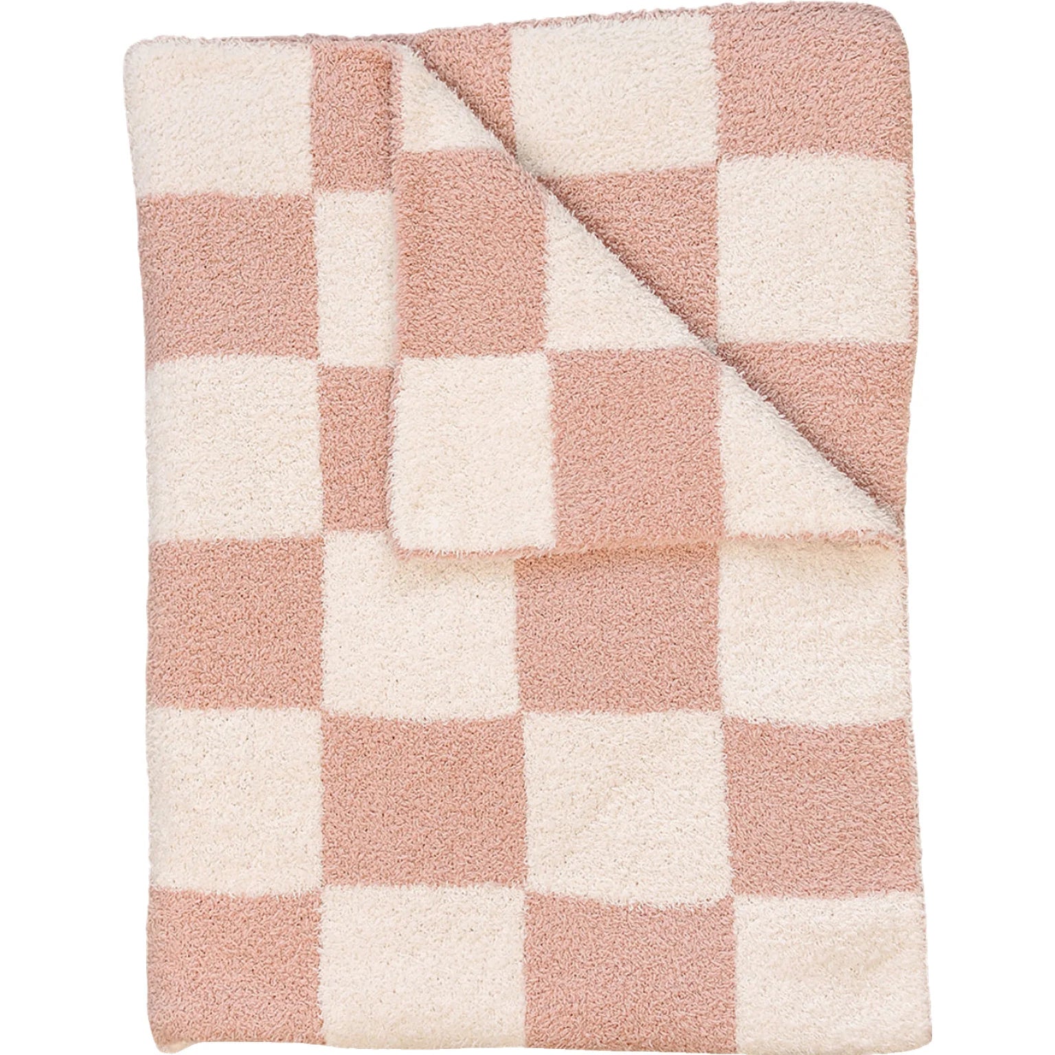 Mebie Baby Pink Checkered Plush Blanket