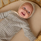 Ribbed Baby Jumpsuit- Steel Blue Micro Stripe