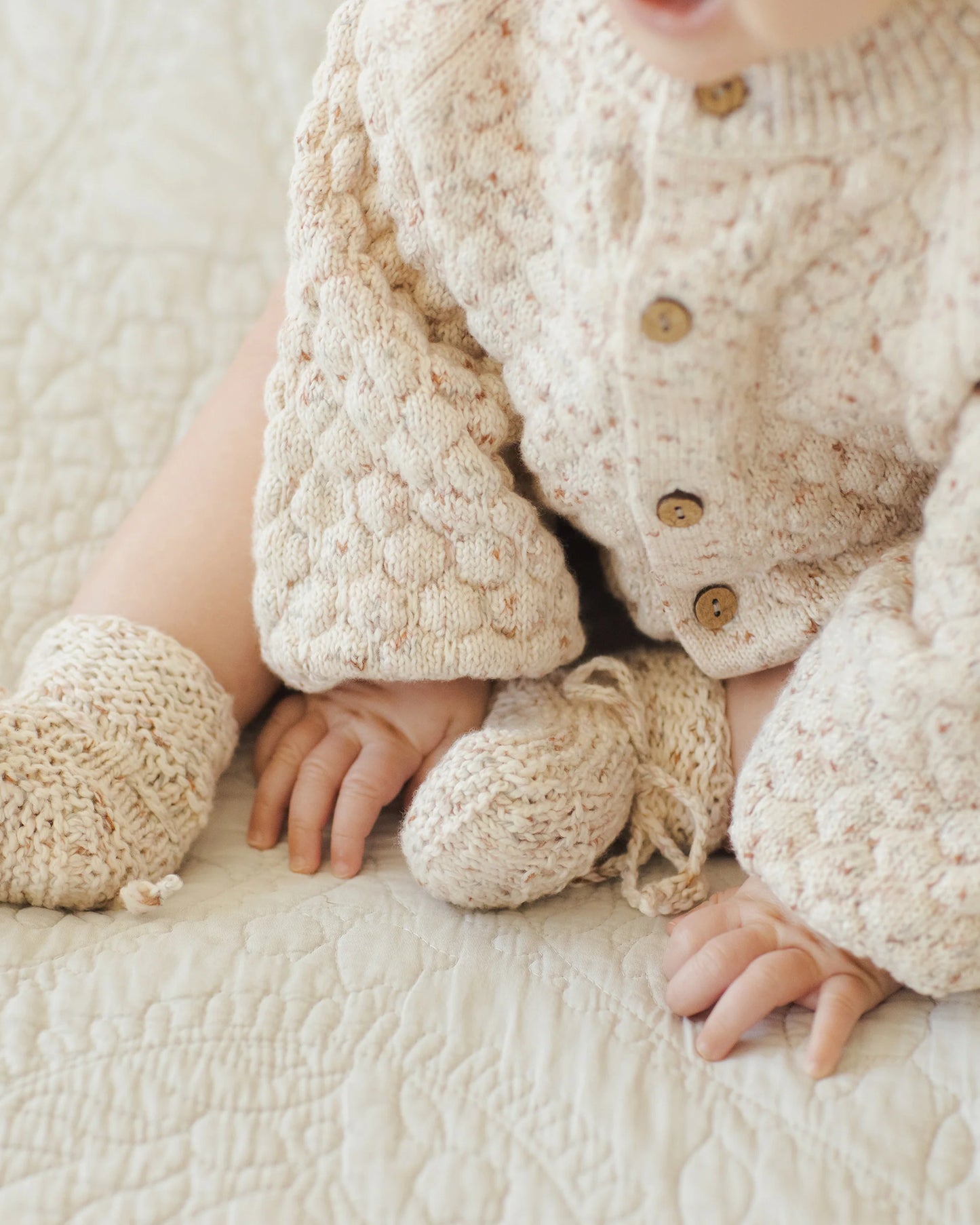 Bubble Knit Cardigan- Natural Confetti