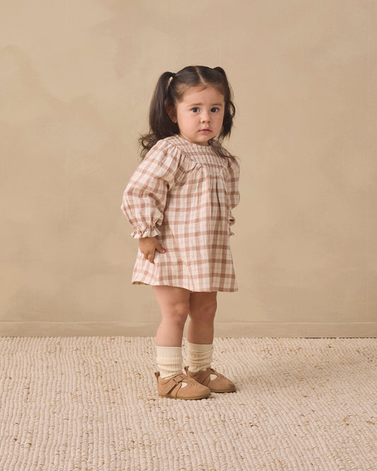 V Smocked Dress- Rustic Plaid