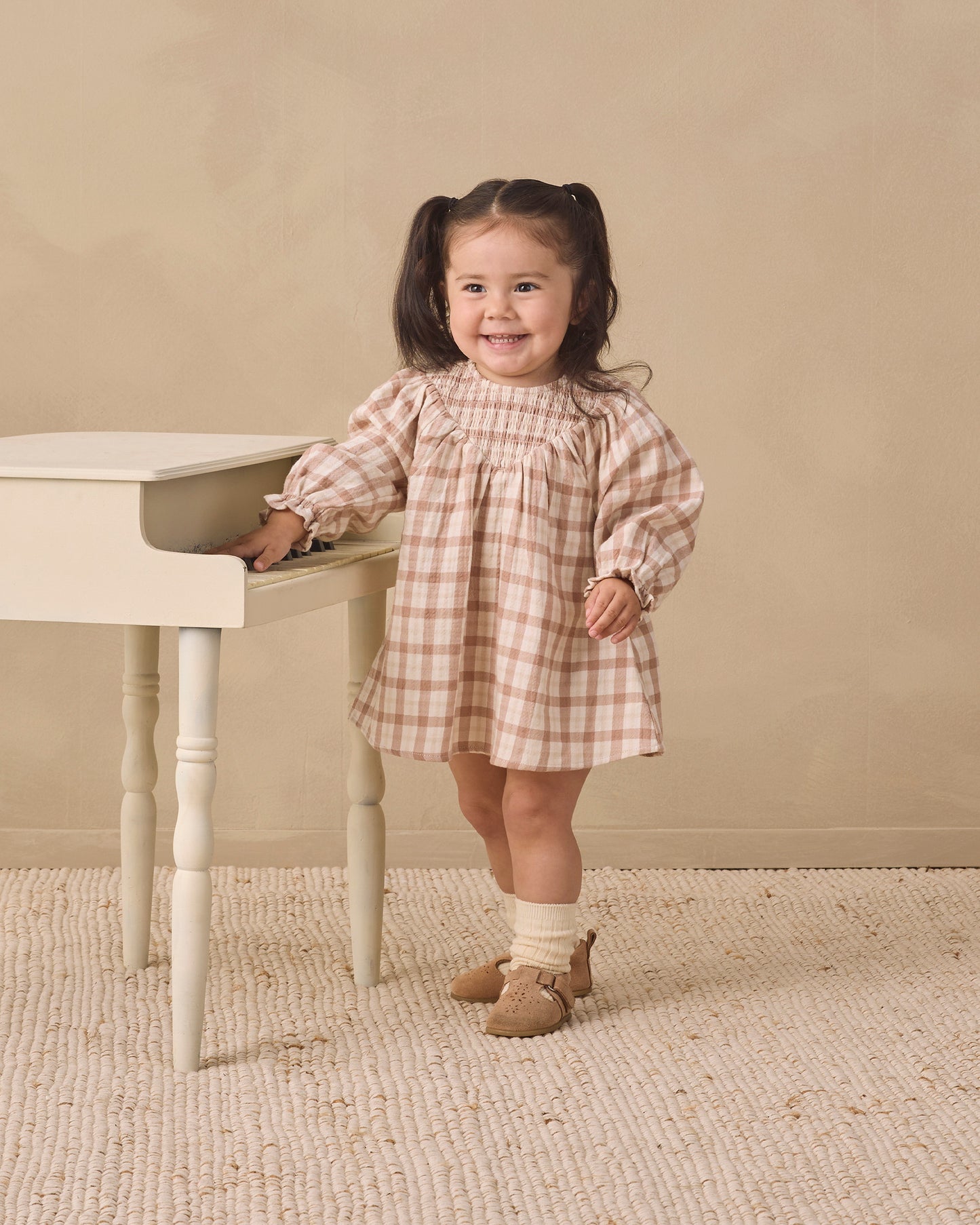 V Smocked Dress- Rustic Plaid