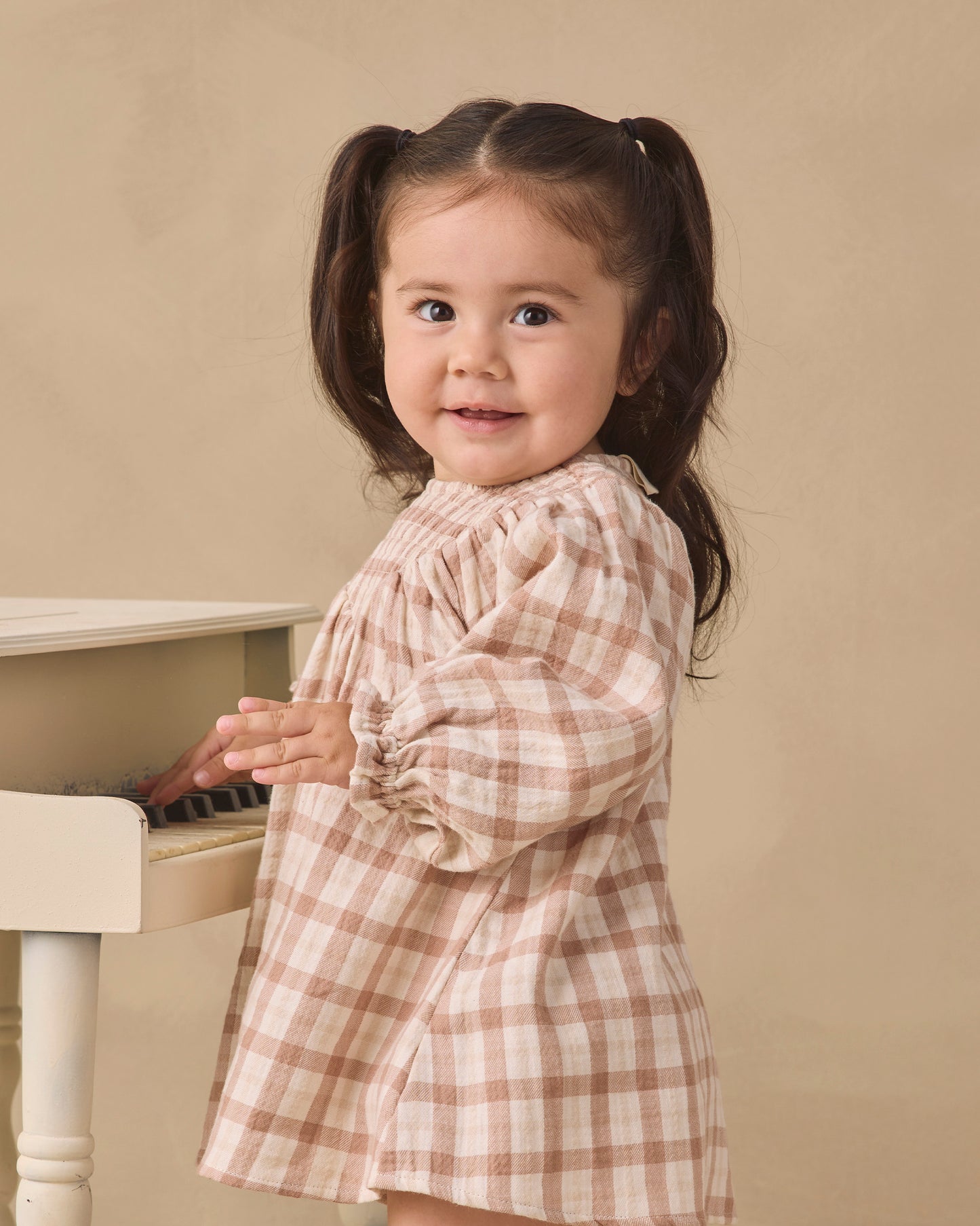 V Smocked Dress- Rustic Plaid