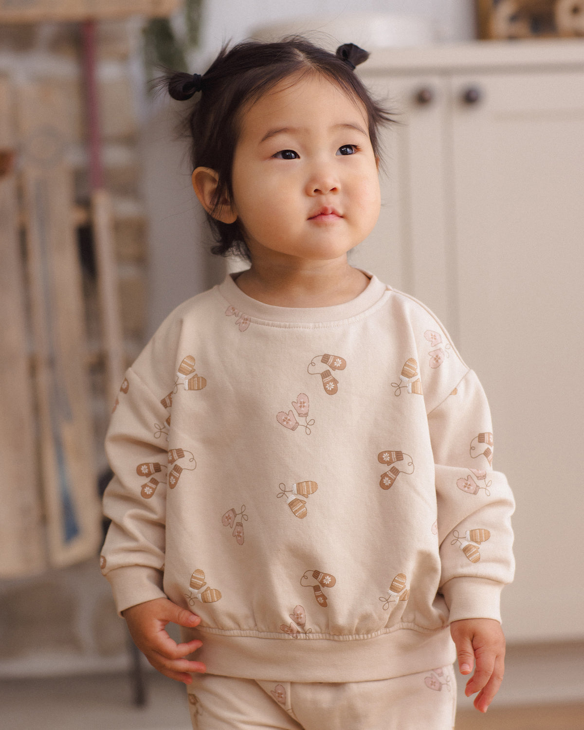 Ruffle Fleece Sweatshirt- Mittens