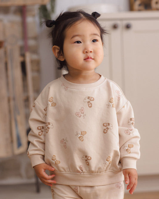 Ruffle Fleece Sweatshirt- Mittens