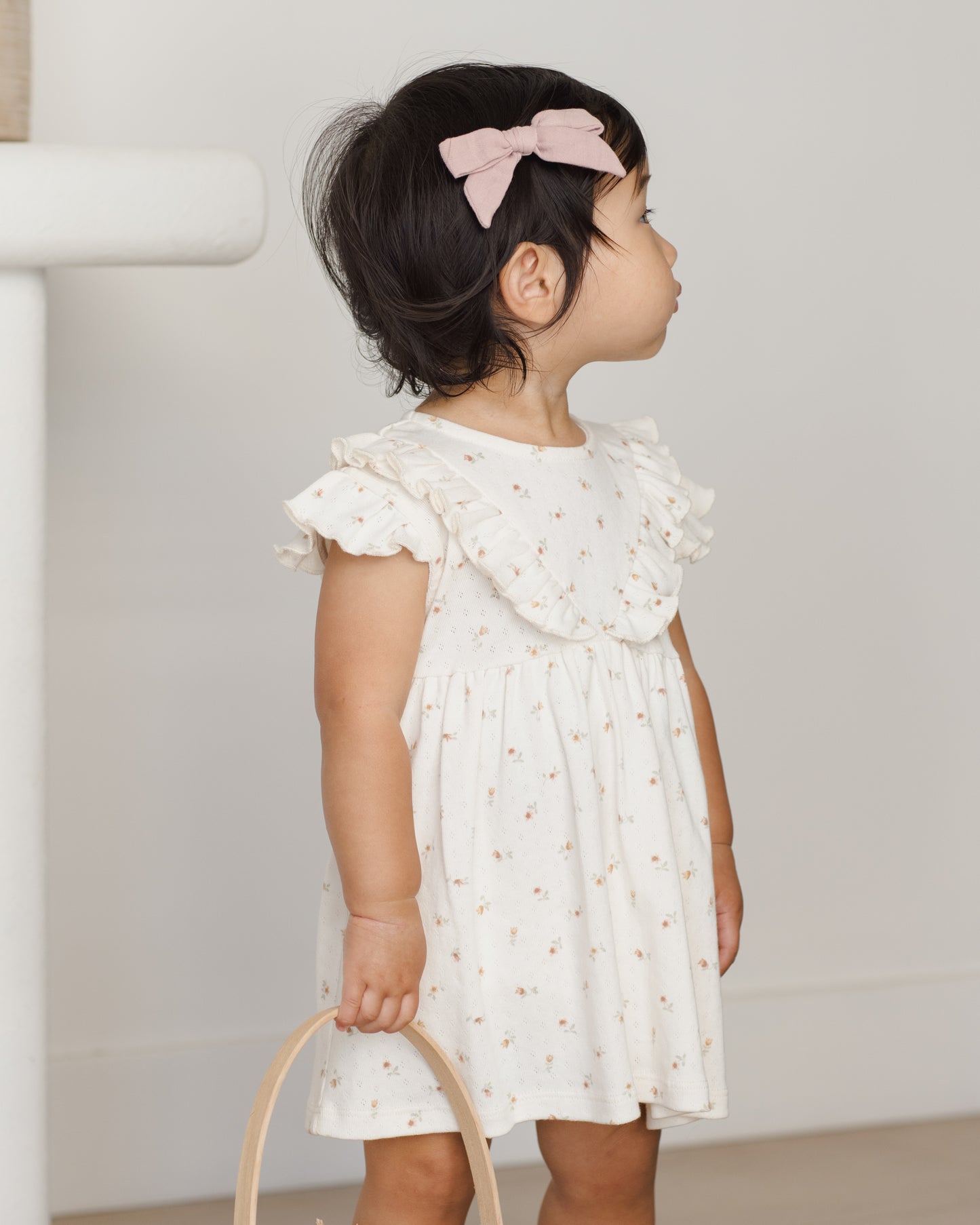 Ruffle Collar Jersey Dress- Flower Field