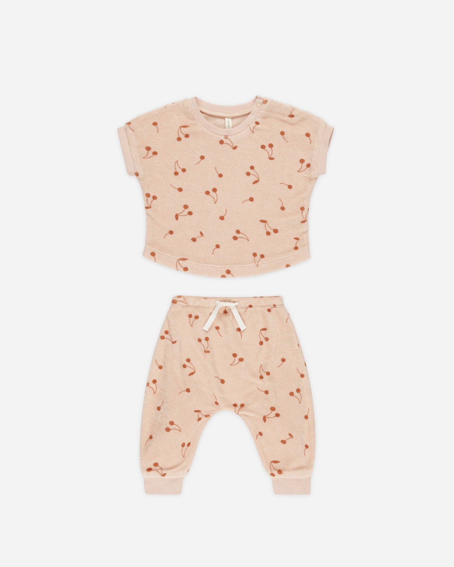 Terry Tee + Pant Set- Cherries