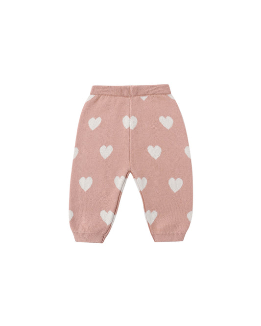 Heart Knit Pants- Pink