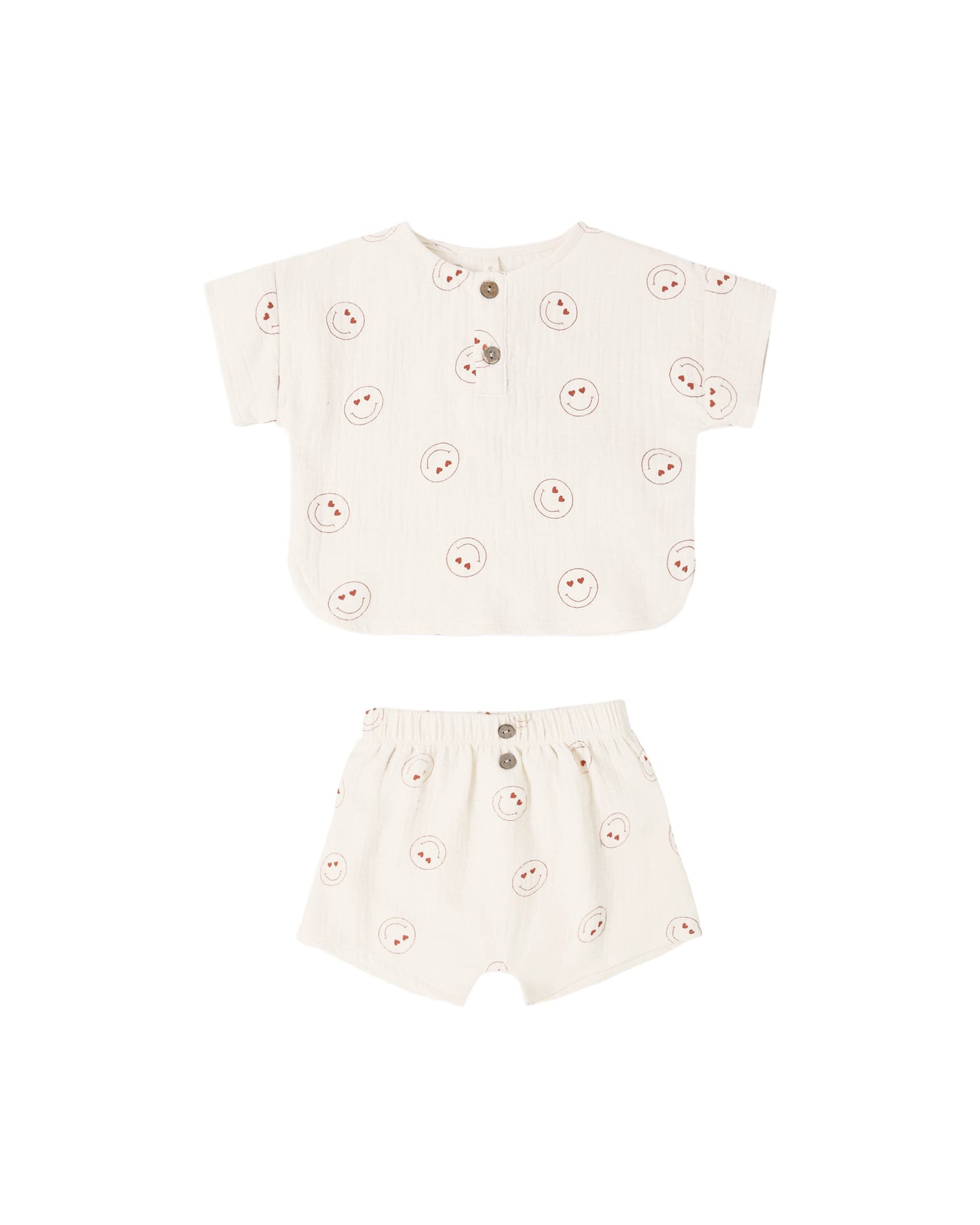 Woven Boxy Top + Short Set- Heart Eyes