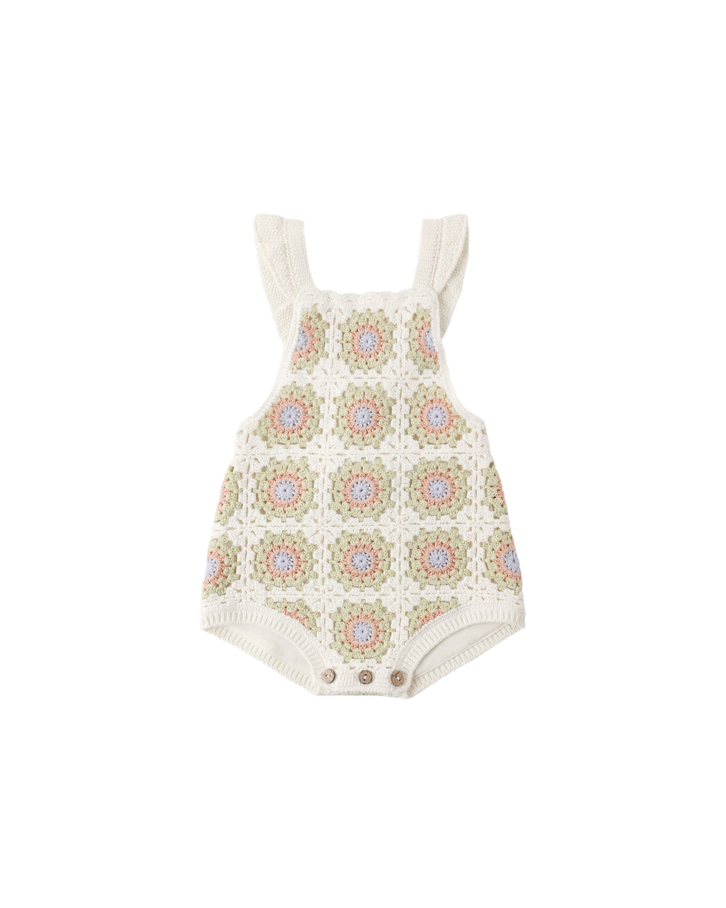 Crochet Romper- Citron Daisy Check