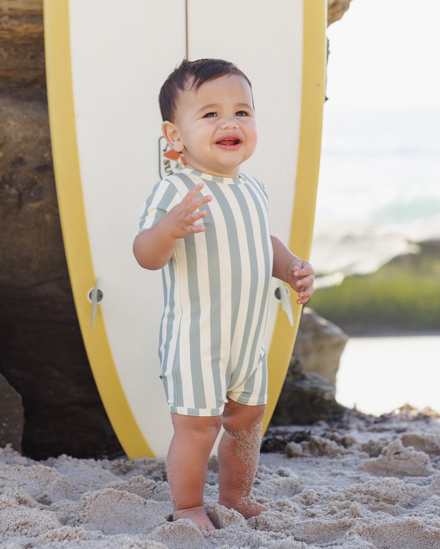 Shorty One-Piece- Green Stripe