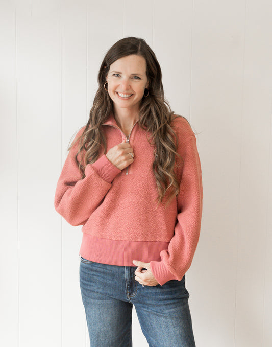 Roselle Half Zip Fleece- Mauvewood