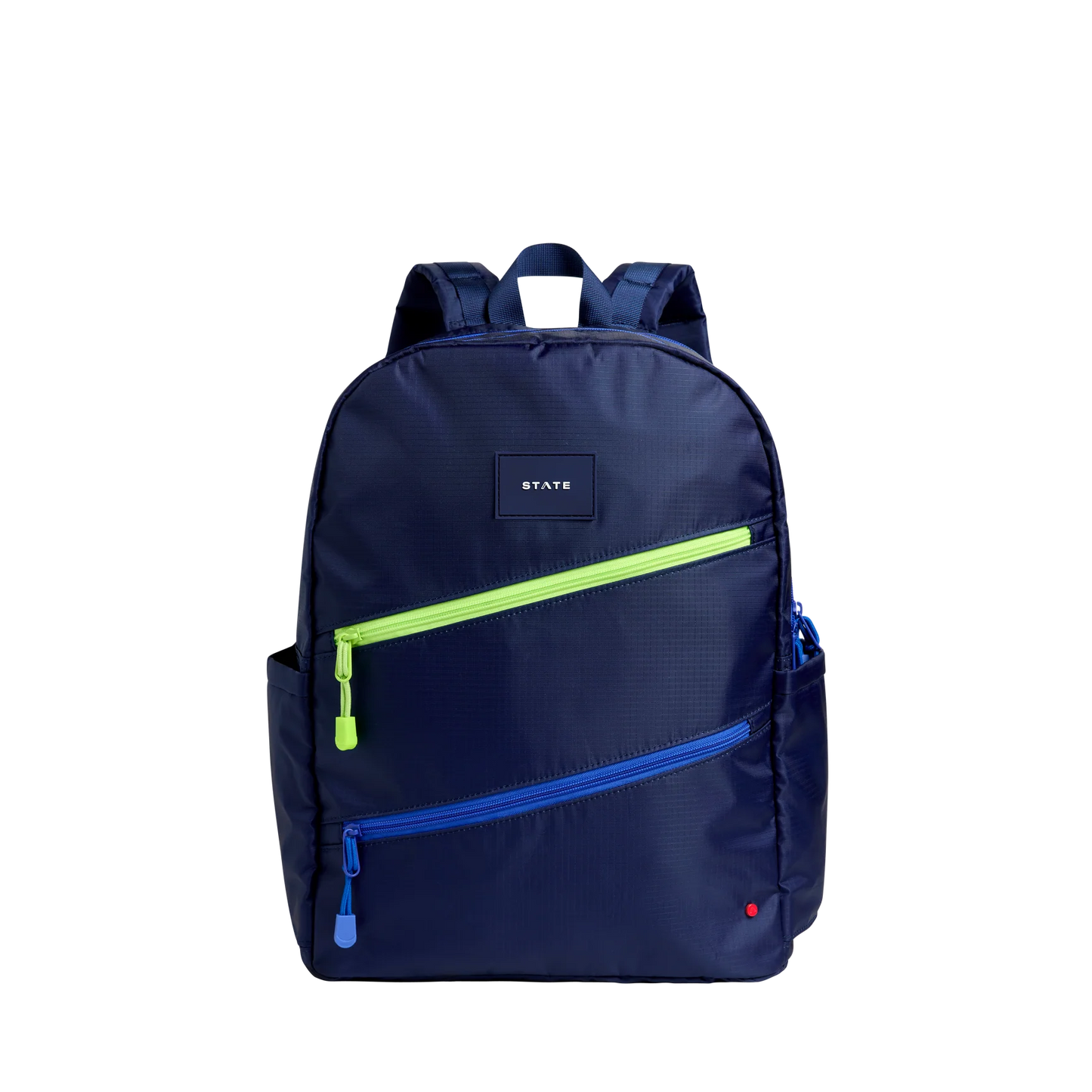 Kane Double Pocket Large Backpack- Navy Diagonal Zipper