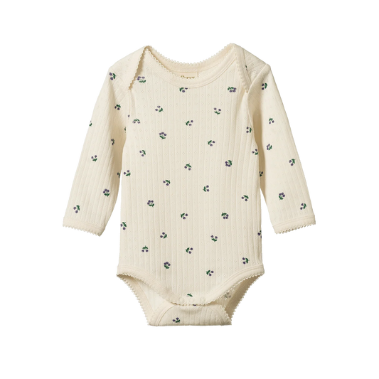 Pointelle Long Sleeve Bodysuit- Winter Berry