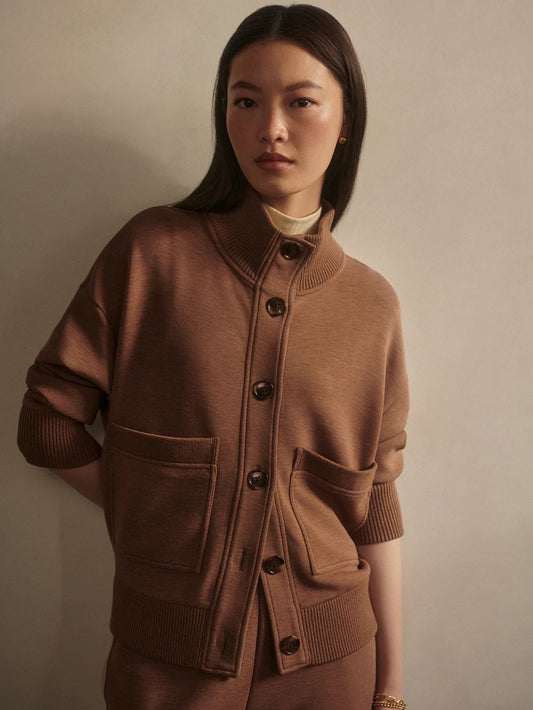 Sabrina Button Through Sweat - Golden Bronze Marl