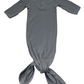 Grey Organic Cotton Ribbed Knot Gown