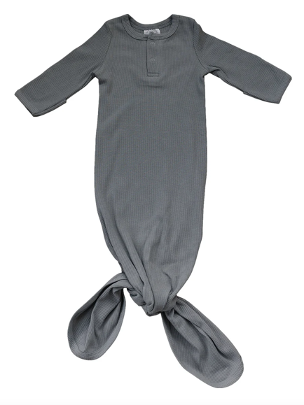 Grey Organic Cotton Ribbed Knot Gown