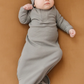 Grey Organic Cotton Ribbed Knot Gown